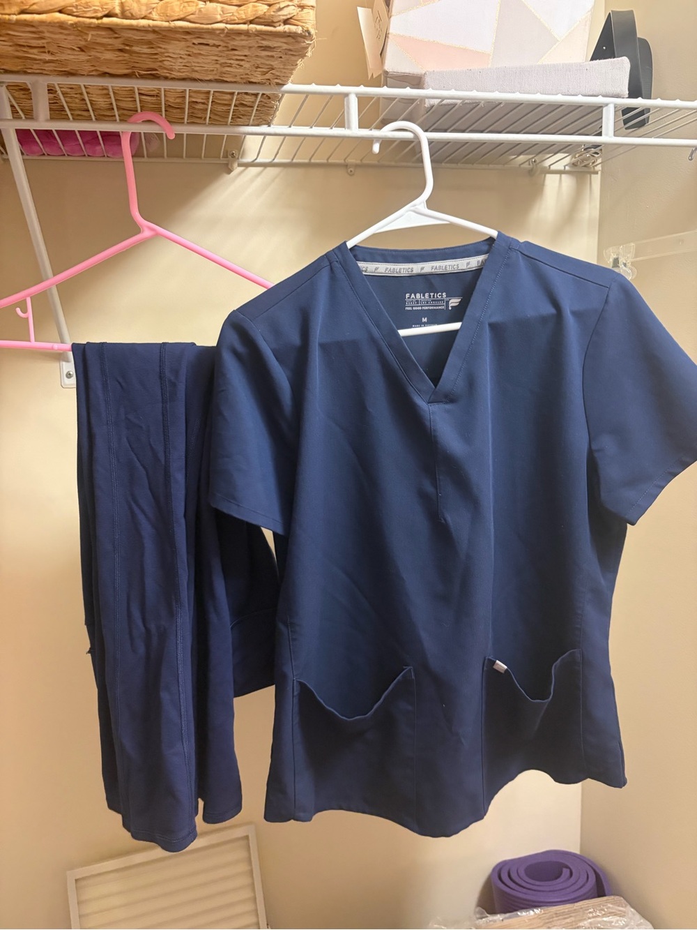 Fabletics Navy V-Neck Medical Top